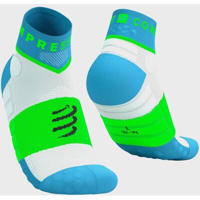 Chaussettes Compressport Ultra Trail Low bleu vert blanc - T2 - Publicité Chaussettes Compressport Ultra Trail Low bleu vert blanc - T2 - Publicité