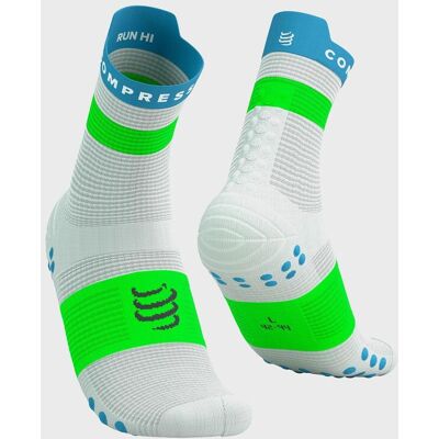 Chaussettes Compressport Pro Racing v4.0 Run High blanc vert bleu - T3 - Publicité Chaussettes Compressport Pro Racing v4.0 Run High blanc vert bleu - T3 - Publicité