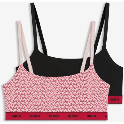 Soutien-gorge HUGO Twin Bralette Design rose noir rouge (2 paires) - L - Publicité Soutien-gorge HUGO Twin Bralette Design rose noir rouge (2 paires) - L - Publicité