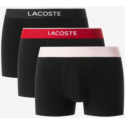 Boxer Lacoste en coton stretch noir rose rouge (3 unités) - M - Publicité Boxer Lacoste en coton stretch noir rose rouge (3 unités) - M - Publicité