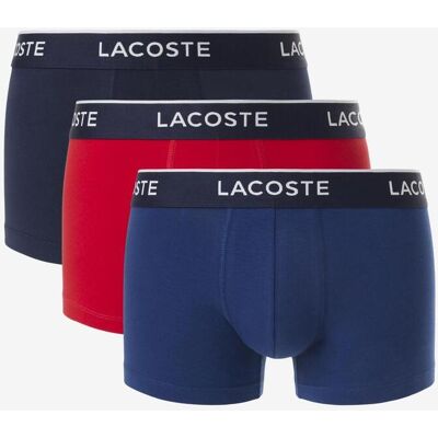 Boxer Lacoste en coton stretch avec logo bleu marine rouge blanc (3 unités) - XS - Publicité Boxer Lacoste en coton stretch avec logo bleu marine rouge blanc (3 unités) - XS - Publicité