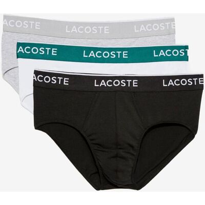 Slip Lacoste en coton uni avec logo noir blanc gris (lot de 3) - S - Publicité Slip Lacoste en coton uni avec logo noir blanc gris (lot de 3) - S - Publicité