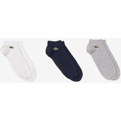 Chaussettes Lacoste Sport Short blanc bleu marine gris (3 paires) - 39-42 - Publicité Chaussettes Lacoste Sport Short blanc bleu marine gris (3 paires) - 39-42 - Publicité