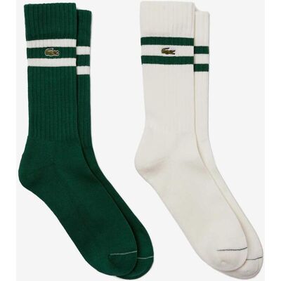 Chaussettes Lacoste Stripe Contrasted vert blanc (2 paires) - 39-42 - Publicité Chaussettes Lacoste Stripe Contrasted vert blanc (2 paires) - 39-42 - Publicité