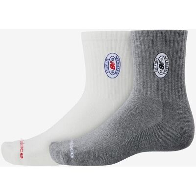 Chaussettes New Balance Graphics QTR Crew blanc gris (2 paires) - M - Publicité Chaussettes New Balance Graphics QTR Crew blanc gris (2 paires) - M - Publicité