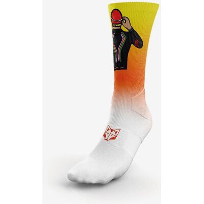 Chaussettes Otso Time to tri blanc pur jaune orange - XS-S - Publicité Chaussettes Otso Time to tri blanc pur jaune orange - XS-S - Publicité