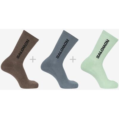 Chaussettes Salomon Everyday Crew marron gris bleuté vert clair lot de 3 - L - Publicité Chaussettes Salomon Everyday Crew marron gris bleuté vert clair lot de 3 - L - Publicité