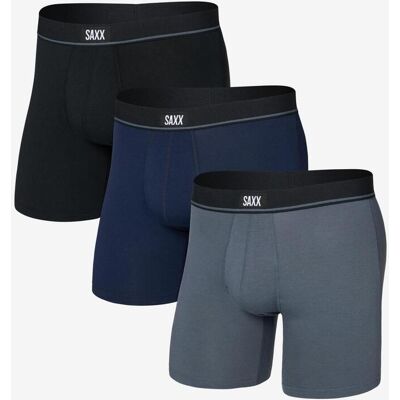 Boxer SAXX Essential Coton gris bleu nuit noir (3 unités) - S - Publicité Boxer SAXX Essential Coton gris bleu nuit noir (3 unités) - S - Publicité