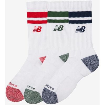 Chaussettes New Balance Active Lifestyle Striped Crew blanc bleu rouge vert (3 paires) - L - Publicité Chaussettes New Balance Active Lifestyle Striped Crew blanc bleu rouge vert (3 paires) - L - Publicité