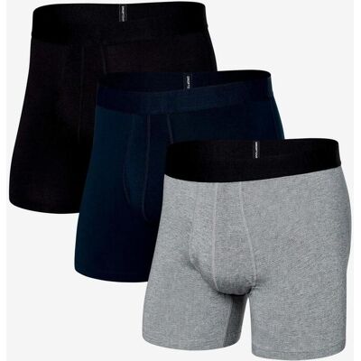 Bóxer SAXX Droptemp Cooling Cotton noir bleu gris (3 unités) - S - Publicité Bóxer SAXX Droptemp Cooling Cotton noir bleu gris (3 unités) - S - Publicité