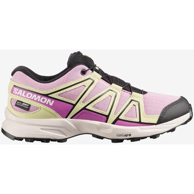 Chaussures Salomon Speedcross ClimaSalomon Waterproof rose clair jaune enfant - 31 - Publicité Chaussures Salomon Speedcross ClimaSalomon Waterproof rose clair jaune enfant - 31 - Publicité