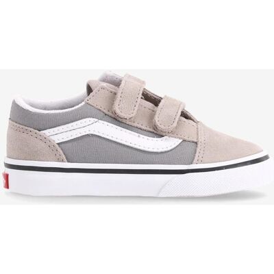 Baskets Vans Old Skool V beige gris blanc bébé - 25 - Publicité Baskets Vans Old Skool V beige gris blanc bébé - 25 - Publicité