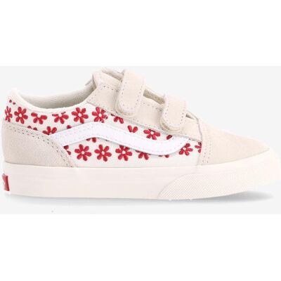Baskets Vans Old Skool Sidestripe beige rouge blanc bébé - 21.5 - Publicité Baskets Vans Old Skool Sidestripe beige rouge blanc bébé - 21.5 - Publicité