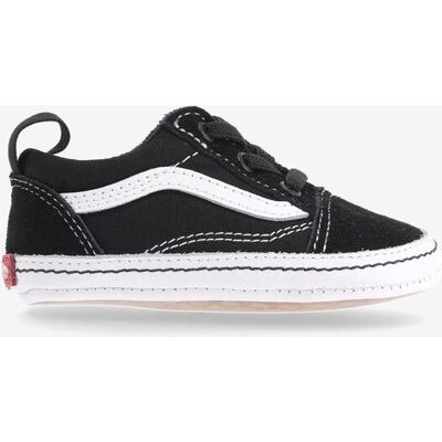 Chaussures Vans Old Skool Crib noir pur blanc bébé - 19 - Publicité Chaussures Vans Old Skool Crib noir pur blanc bébé - 19 - Publicité