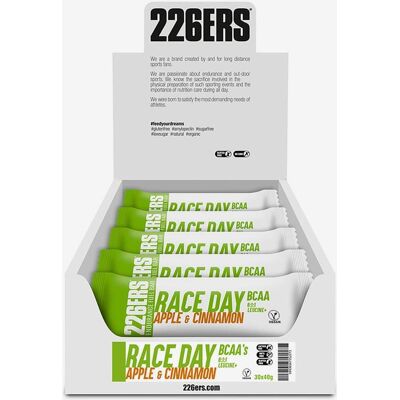 Barre énergétique 226ERS Race Day BCAA saveur pomme et cannelle 40 g (30 unités) - Publicité Barre énergétique 226ERS Race Day BCAA saveur pomme et cannelle 40 g (30 unités) - Publicité