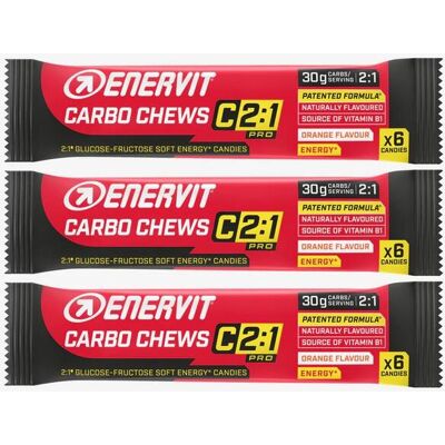 Enervit C2:1pro Carbo Chews 3x34g Orange - Gommes Énergétiques - Publicité Enervit C2:1pro Carbo Chews 3x34g Orange - Gommes Énergétiques - Publicité