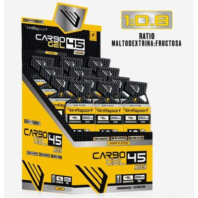 Infisport Carbo Gel 45 1:0.8 Banane - Gel énergétique - Publicité Infisport Carbo Gel 45 1:0.8 Banane - Gel énergétique - Publicité