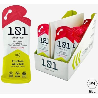 Gels énergétiques 101 Other Level Fructose 31 g saveur pastèque (24 unités) - Publicité Gels énergétiques 101 Other Level Fructose 31 g saveur pastèque (24 unités) - Publicité