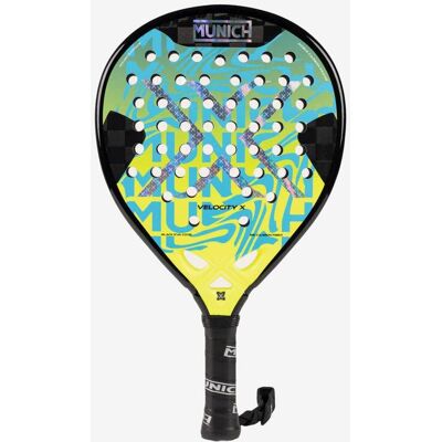 Raquette de padel Munich Velocity X jaune bleu noir - Publicité Raquette de padel Munich Velocity X jaune bleu noir - Publicité