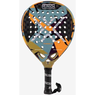Raquette de padel Munich Fusion X orange noir - Publicité Raquette de padel Munich Fusion X orange noir - Publicité