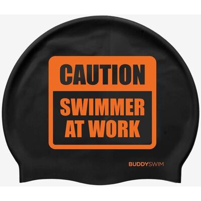 Bonnet de natation BuddySwim CSW orange noir - Publicité Bonnet de natation BuddySwim CSW orange noir - Publicité