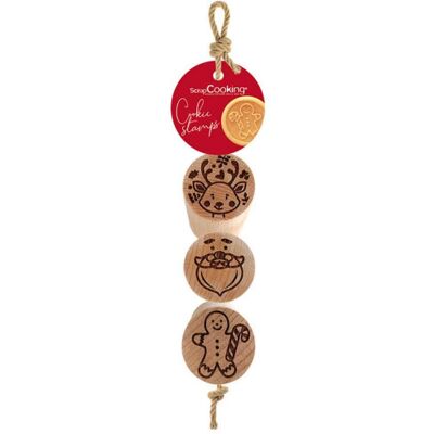 3 mini tampons pour biscuits scrapcooking en bois - plusieurs motifs Renne, bonhomme pain d'épices, Père Noël - Publicité 3 mini tampons pour biscuits scrapcooking en bois - plusieurs motifs Renne, bonhomme pain d'épices, Père Noël - Publicité