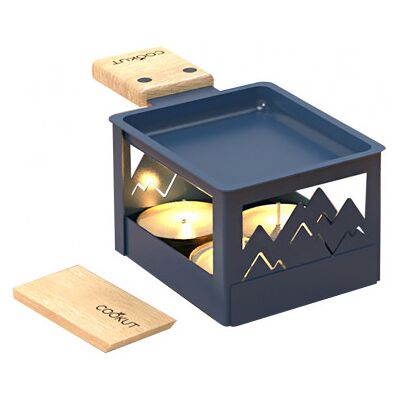 Service raclette à la bougie cookut yeti pliable avec poêlon et spatule Bleu - Publicité Service raclette à la bougie cookut yeti pliable avec poêlon et spatule Bleu - Publicité