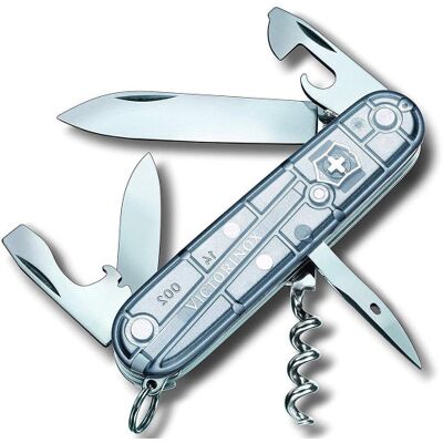 Couteau suisse victorinox spartan silvertech gris argenté translucide 91mm 12 fonctions - Publicité Couteau suisse victorinox spartan silvertech gris argenté translucide 91mm 12 fonctions - Publicité
