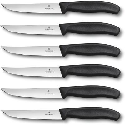 Set de 6 couteaux à steak victorinox lame 12cm manche noir - Publicité Set de 6 couteaux à steak victorinox lame 12cm manche noir - Publicité
