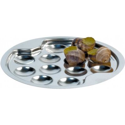 Assiette de présentation à escargots 12 emplacements acier inox diamètre 20cm - Publicité Assiette de présentation à escargots 12 emplacements acier inox diamètre 20cm - Publicité