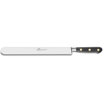 Couteau à jambon sabatier idéal inox 100% forgé rivets laiton lame 30cm - Publicité Couteau à jambon sabatier idéal inox 100% forgé rivets laiton lame 30cm - Publicité