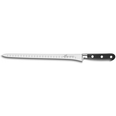 Couteau à saumon sabatier idéal inox 100% forgé lame alvéolée 30cm - Publicité Couteau à saumon sabatier idéal inox 100% forgé lame alvéolée 30cm - Publicité