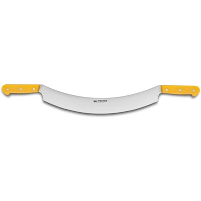 Fischer-Bargoin Couteau à fromage professionnel fischer 2 manches lame courbée 35cm Jaune - Publicité Fischer-Bargoin Couteau à fromage professionnel fischer 2 manches lame courbée 35cm Jaune - Publicité