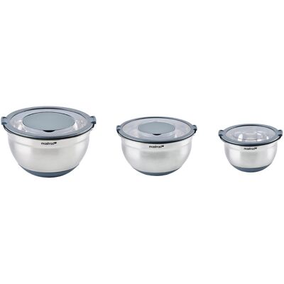 Set de 3 bols inox avec couvercles mastrad 16, 20 et 24cm - Publicité Set de 3 bols inox avec couvercles mastrad 16, 20 et 24cm - Publicité
