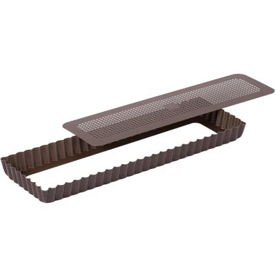 Moule à tarte maison cannelé perforé rectangulaire gobel anti-adhérent fond mobile - Publicité Moule à tarte maison cannelé perforé rectangulaire gobel anti-adhérent fond mobile - Publicité