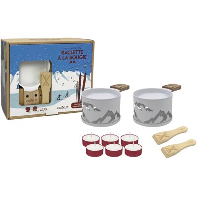 Service à raclette à la bougie cookut lumi édition limitée services poêlons et spatules pour 2 Montagne - Argenté - Publicité Service à raclette à la bougie cookut lumi édition limitée services poêlons et spatules pour 2 Montagne - Argenté - Publicité