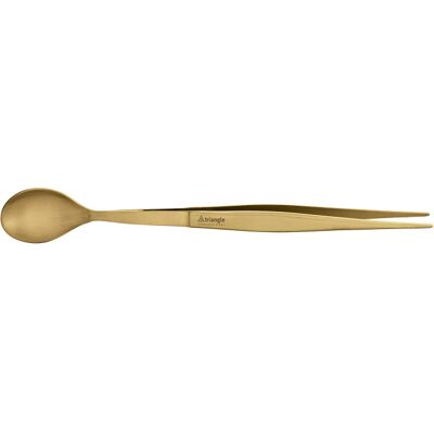 Pince à dresser avec cuillère intégrée triangle inox 17cm Doré - Publicité Pince à dresser avec cuillère intégrée triangle inox 17cm Doré - Publicité
