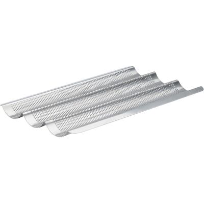 Plaque de cuisson perforée en inox pour 3 baguettes - Publicité Plaque de cuisson perforée en inox pour 3 baguettes - Publicité