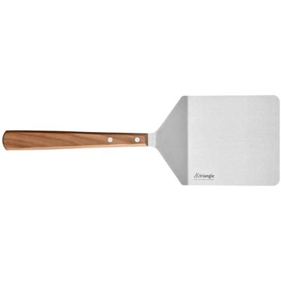 Spatule coudée à hamburger triangle 41,5cm manche en bois de cerisier - Publicité Spatule coudée à hamburger triangle 41,5cm manche en bois de cerisier - Publicité