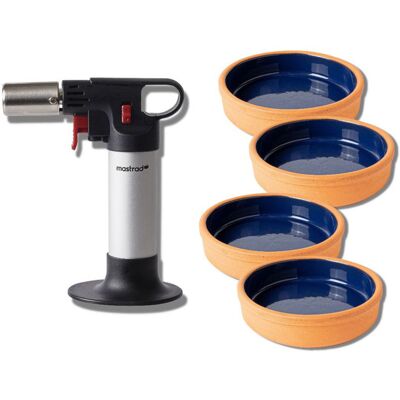 Coffret crème brûlée mastrad 1 chalumeau + 4 ramequins - Publicité Coffret crème brûlée mastrad 1 chalumeau + 4 ramequins - Publicité