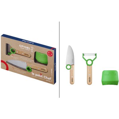 Coffret opinel le petit chef couteau + éplucheur + protège-doigts - vert - Publicité Coffret opinel le petit chef couteau + éplucheur + protège-doigts - vert - Publicité