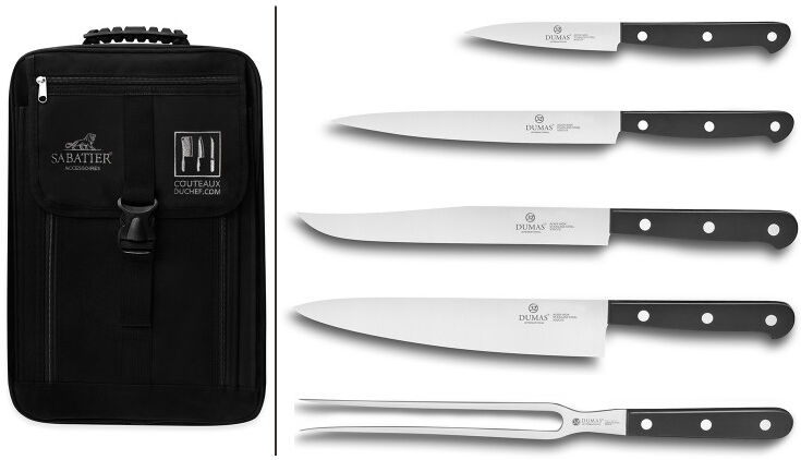 Sac spécial chef sabatier 32 dumas cuisineco 4 couteaux + 1 fourchette - exclusivité