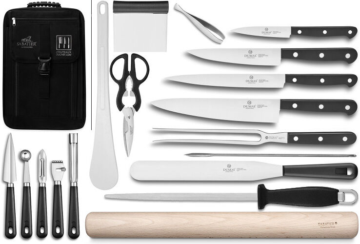 Sac spécial chef sabatier 32 dumas cuisineco 4 couteaux + 14 ustensiles - exclusivité