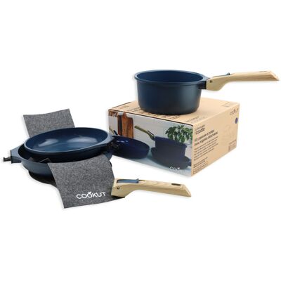 L'incroyable kit cookut 2 poêles et 1 casserole à poignée amovible - myrtille - Publicité L'incroyable kit cookut 2 poêles et 1 casserole à poignée amovible - myrtille - Publicité