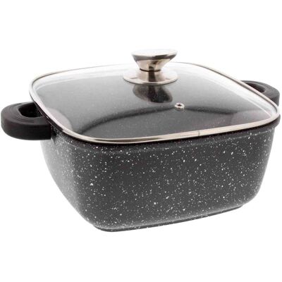 Pradel Excellence Faitout carré en fonte façon pierre avec couvercle en verre tous feux/ induction 28 cm - Publicité Pradel Excellence Faitout carré en fonte façon pierre avec couvercle en verre tous feux/ induction 28 cm - Publicité