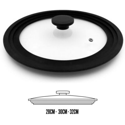 Couvercle universel beka en verre avec bord silicone 28-32cm - Publicité Couvercle universel beka en verre avec bord silicone 28-32cm - Publicité
