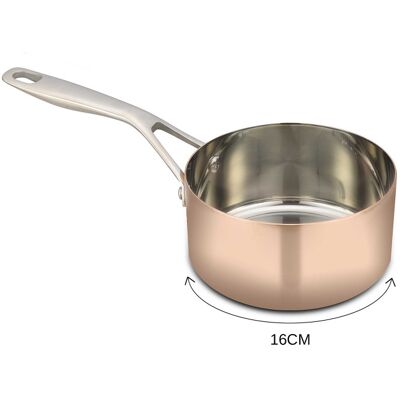 Casserole en cuivre inox droite baumalu b'chef poignée rivetée en fonte d'inox 16cm - Publicité Casserole en cuivre inox droite baumalu b'chef poignée rivetée en fonte d'inox 16cm - Publicité