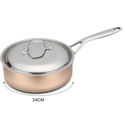 Sauteuse en cuivre inox baumalu b'chef avec couvercle en inox 24cm - Publicité Sauteuse en cuivre inox baumalu b'chef avec couvercle en inox 24cm - Publicité