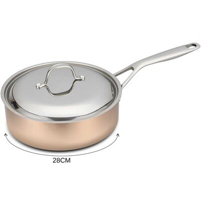 Sauteuse en cuivre inox baumalu b'chef avec couvercle en inox 28cm - Publicité Sauteuse en cuivre inox baumalu b'chef avec couvercle en inox 28cm - Publicité