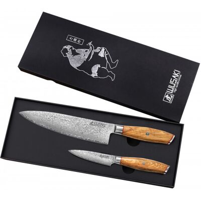 Coffret 2 couteaux wusaki fujiko 10cr damas chef + office - Publicité Coffret 2 couteaux wusaki fujiko 10cr damas chef + office - Publicité